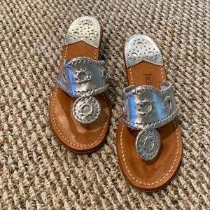 Jack Rogers shiny silver sandal